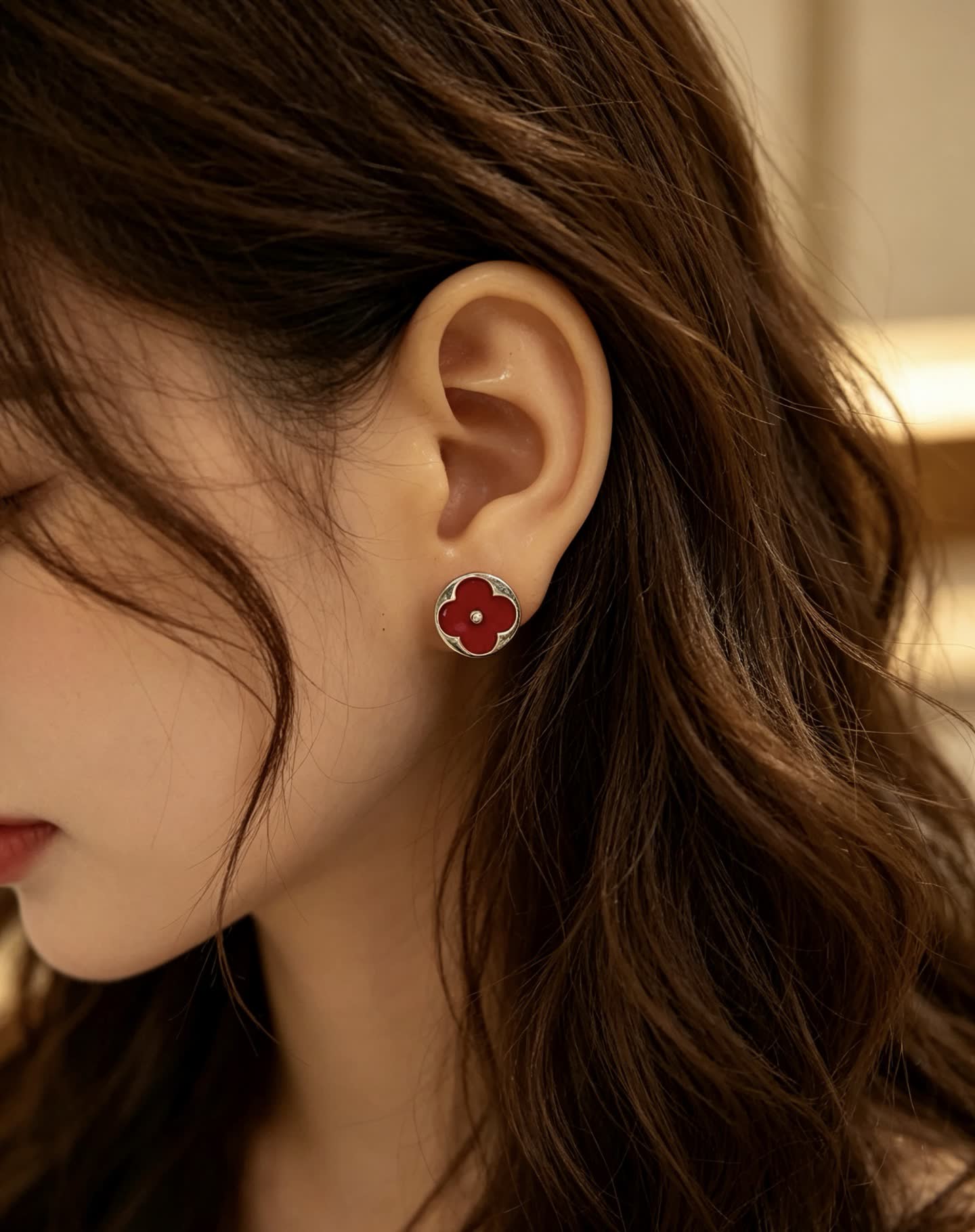 Louis Vuitton Red Flower Earrings